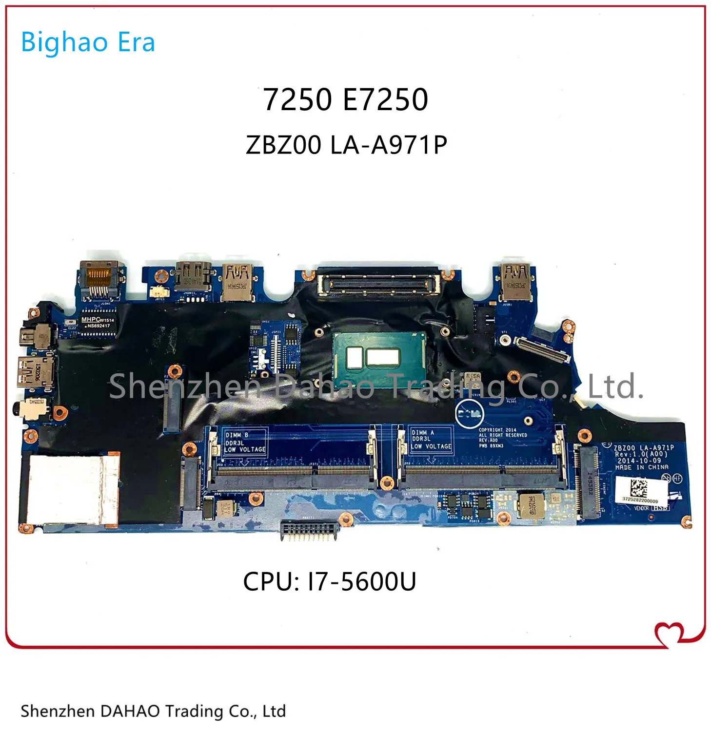

CN-0TPHC4 TPHC4 0VN7NP Main board For DELL Latitude 7250 E7250 Laptop motherboard ZBZ00 LA-A971P With SR23V I7-5600U DDR3