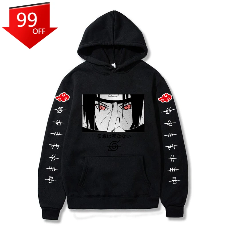 

Пуловер с японским аниме Акацуки и облачными символами, толстовка, мужские модные японские толстовки, уличная одежда itachi, Осень-зима 2021