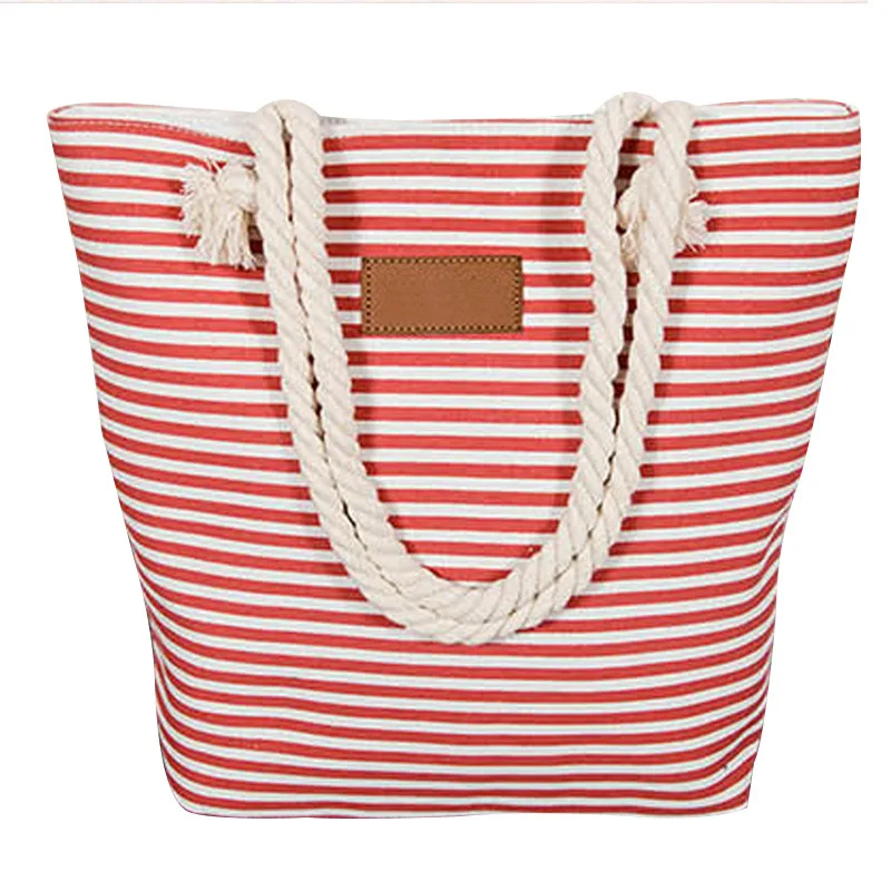 Женская Холщовая Сумка в полоску Большая вместительная сумка на молнии с зебрами