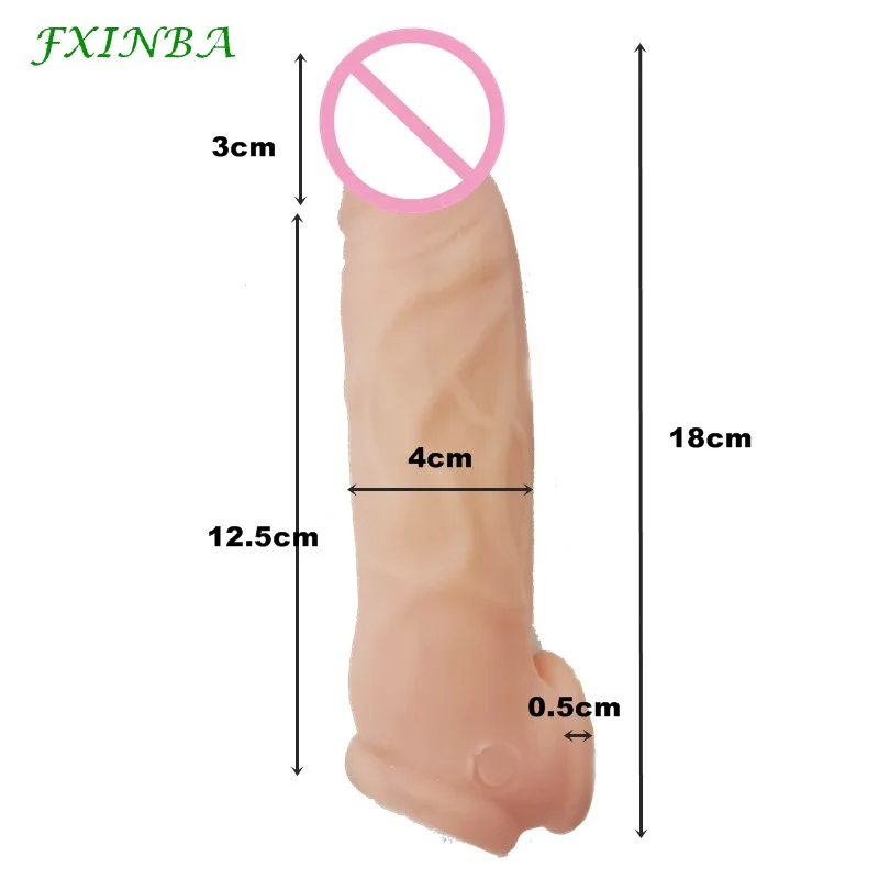 

FXINBA 18cm Realistic Penis Sleeve Extender Cock Sleeve Dick Enlargement Reusable Condom Delay Ejaculation Adult Sex Toy For Men