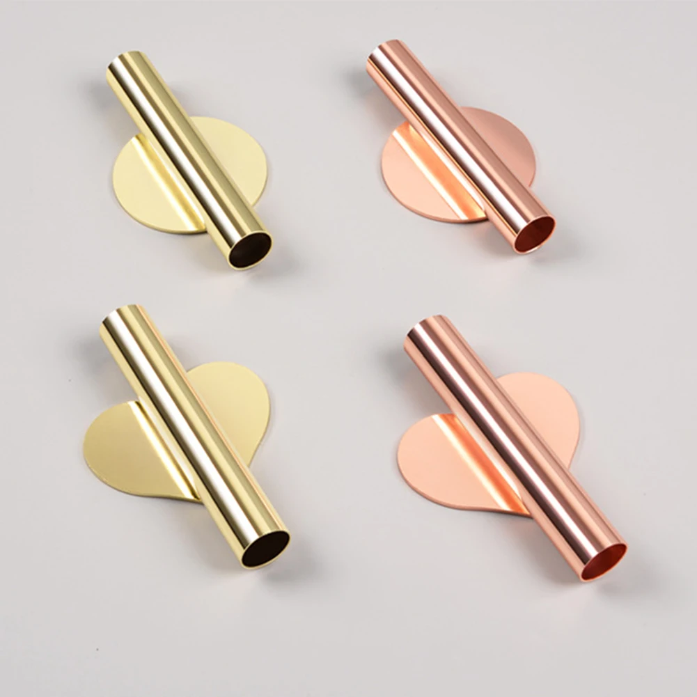 

2PCS Wall Mount Flower Vase Tube Hanging Metal Plants Holder Rack With Heart Round Shape Rose Gold Flower Holder Wall Decoration