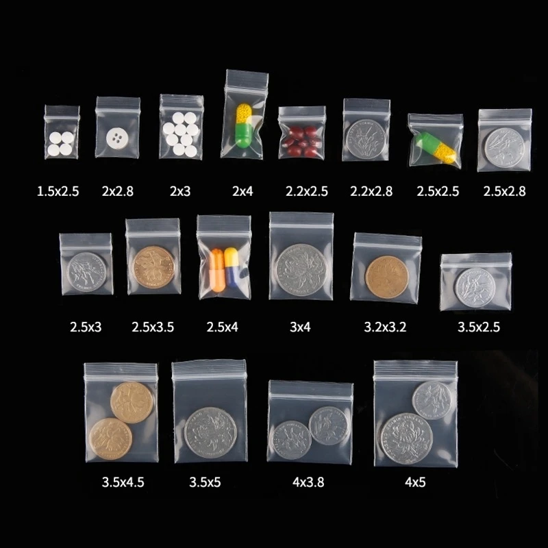 300/100 шт. прозрачные пластиковые мини-пакеты с застежкой-молнией | Дом и сад