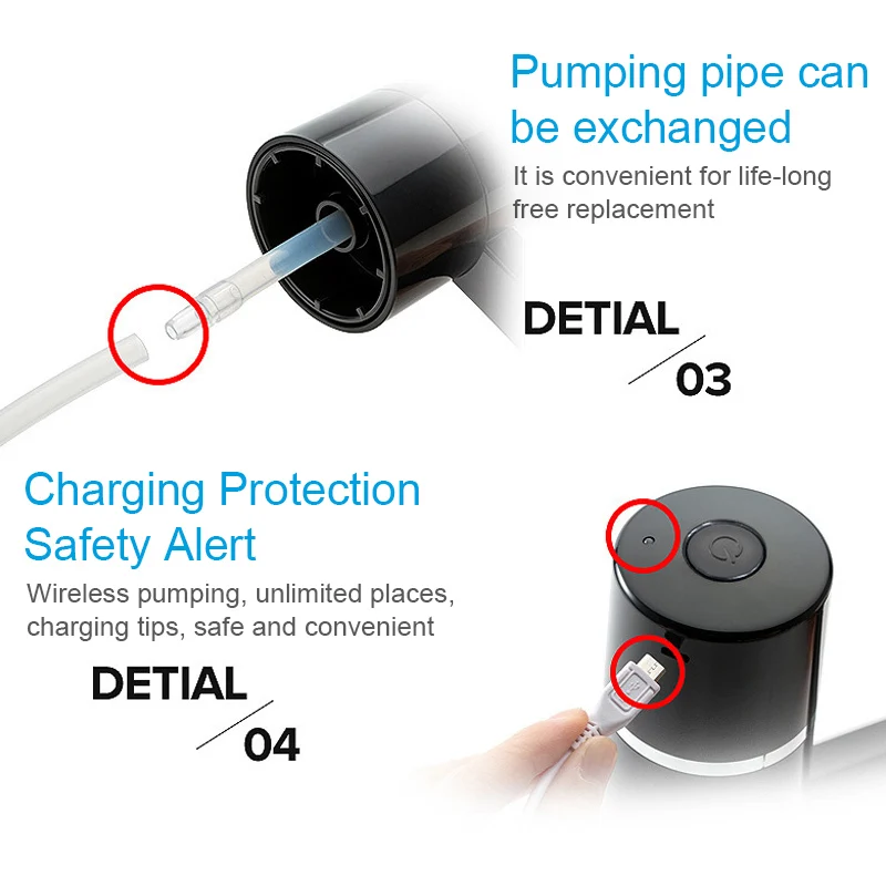 

ZILU Portable White Push Button 360 Degree Rotation Rechargeable Electric Water Pump Dispenser with USB Cable and Light