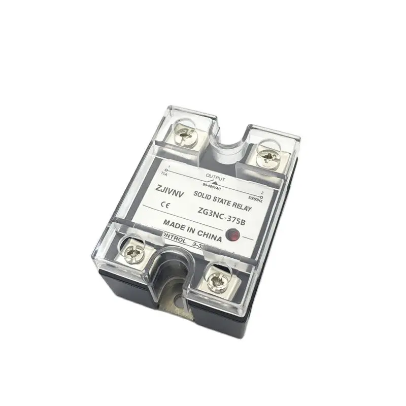 

Factory Price Single Phase DC-AC 75A Solid State Relay Load Voltage 90~480VAC ssr basic type with Plastic Cover ZG3NC-375B
