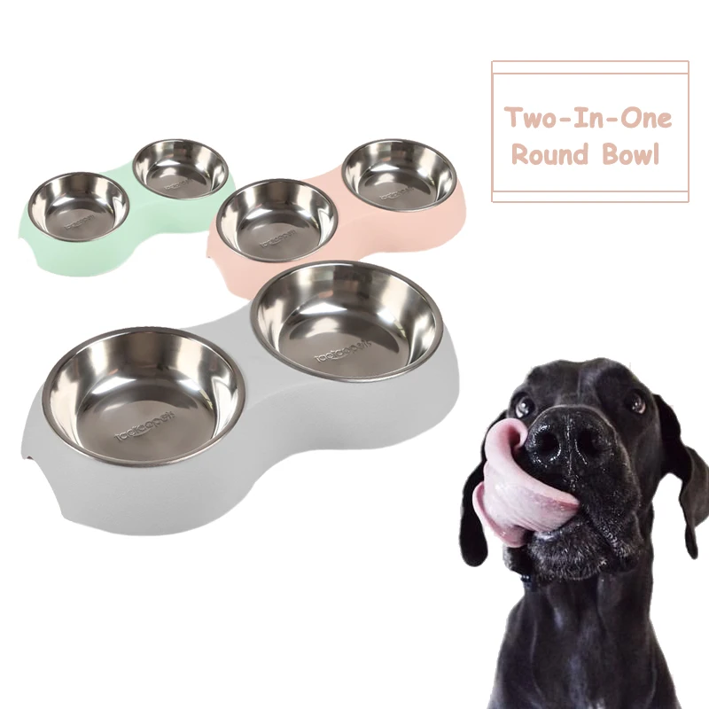 Миски кормушки для домашних животных двойной съемный поднос из нержавеющей