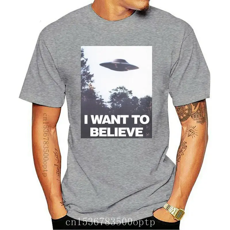 

New X-Files TV Show I WANT TO BELIEVE POSTER Licensed Adult T-Shirt All Sizes Cotton Tee Shirt Loose Size
