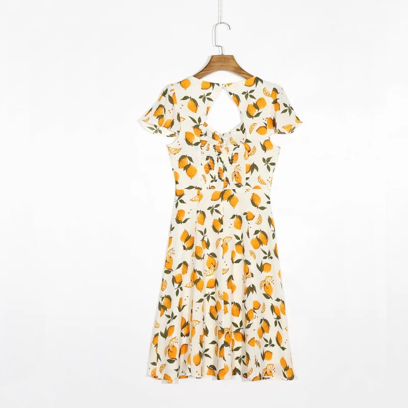 

Summer women's dress casual fruit print slim dress Vestidos