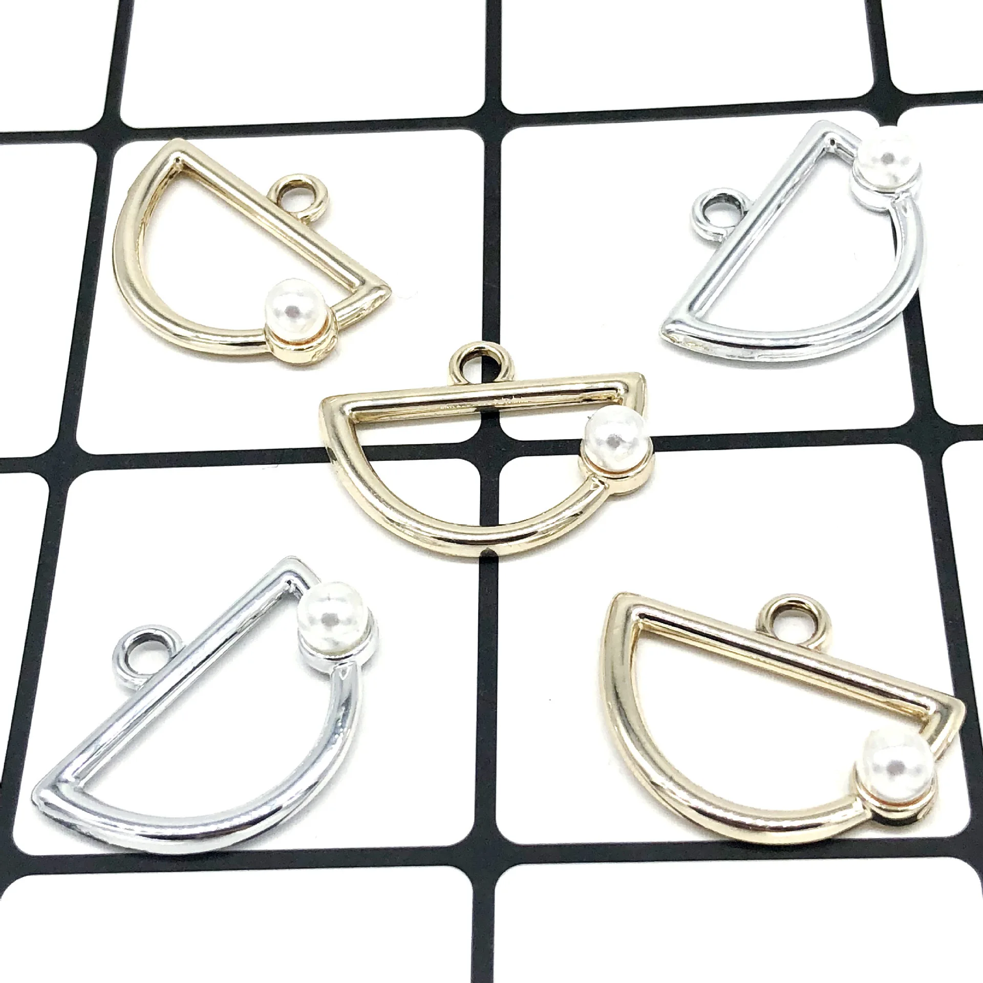 

10pcs Beaded Semi-circular Metal Pendant Pendant Fashion Charms Fit Brands Necklace Bracelet Jewelry for Women Dropshipping