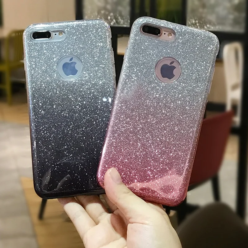Блестящий чехол для iphone X XS 11 Pro MAX XR 10 7 8 Plus 6s 6 7Plus градиентные цвета мягкий