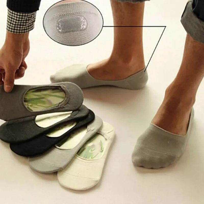 

6pcs=3Pair/lot Fashion Men Boat Socks Invisible Cotton Socks Male Ankle slippers Summer Autumn Non-slip Silicone socks