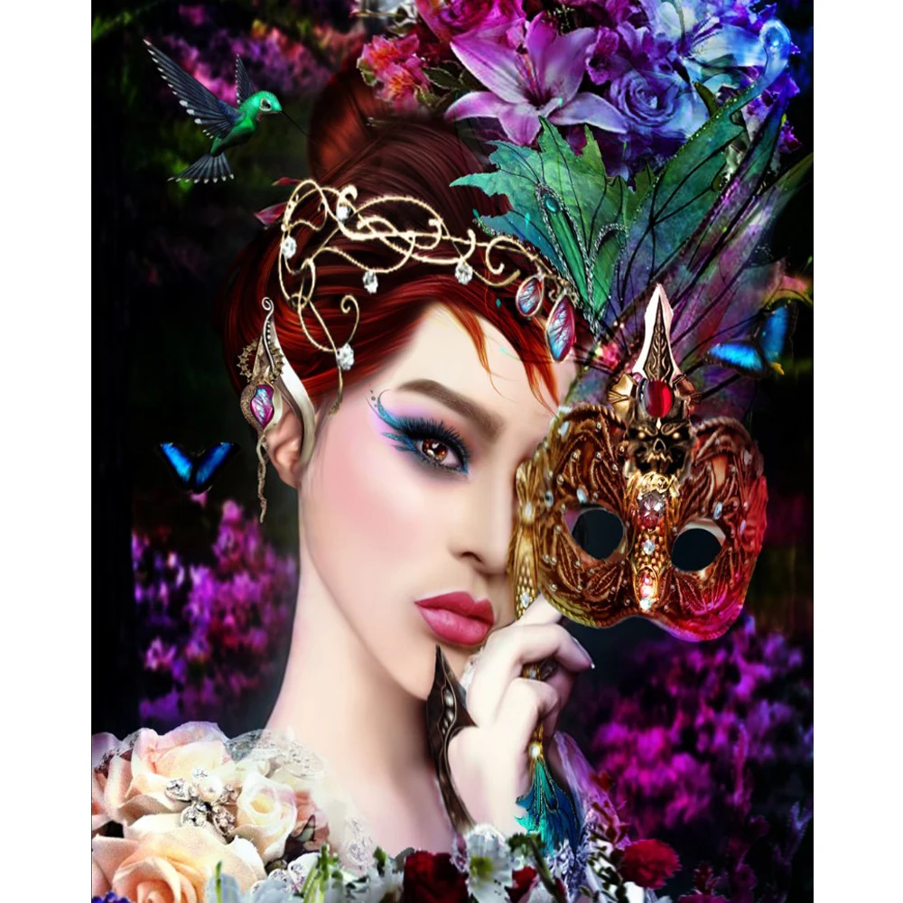 

Full Square/Round Drill 5D DIY Diamond Painting "Princess Mask" 3D Rhinestone Embroidery Cross Stitch 5D Home Decor Gift