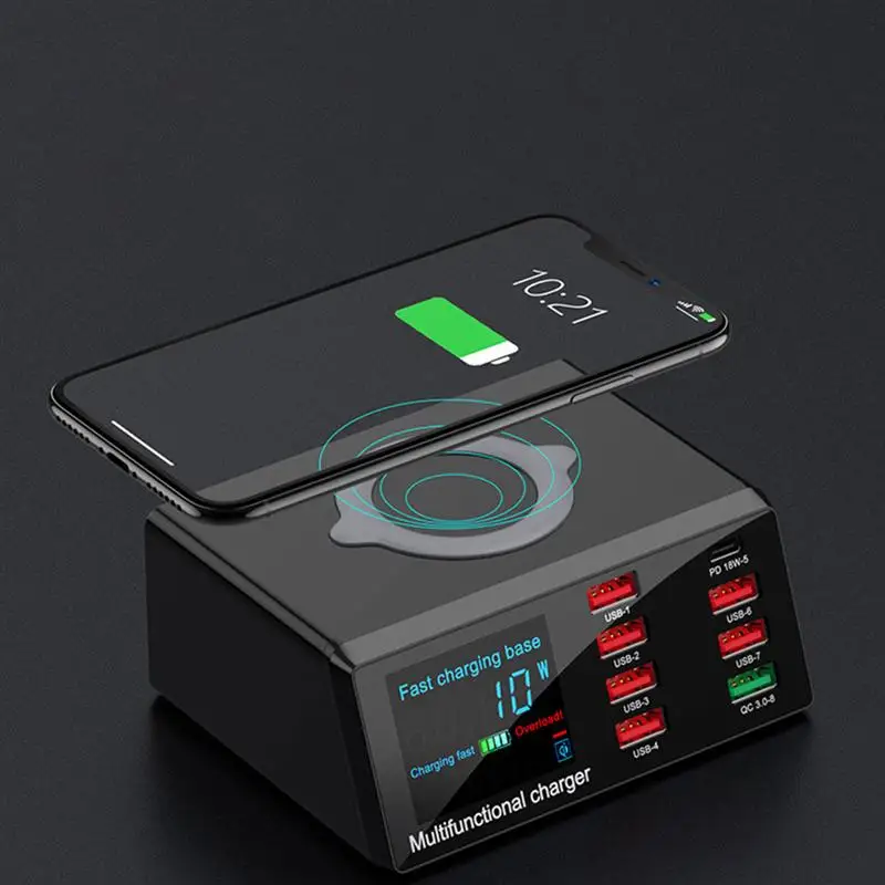 QC3.0 зарядка PD Type C 18 Вт Беспроводное зарядное устройство Портативный USB телефон