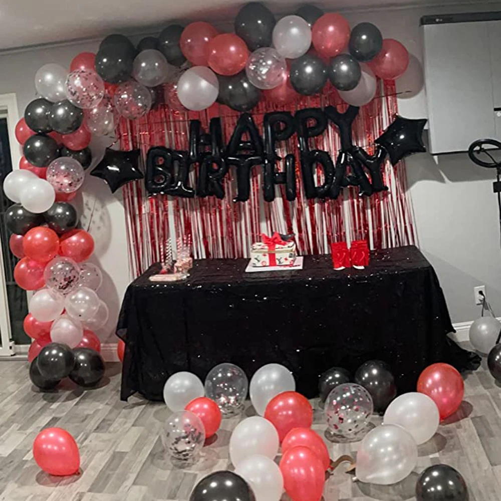 109 unids/lote circo globos de cumplea&ntilde;os arco set de guirnaldas negro rojo blanco globos confeti globos, decoraci&oacute;n fiesta de cumplea&ntilde;os-4