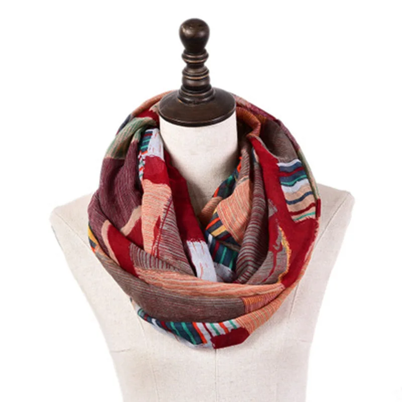 

Spring Autumn Print Visecose Pullover Scarf Women Cotton Linen Plaid Warm Kerchief Winter Thin Windproof Cycling Scarves N96