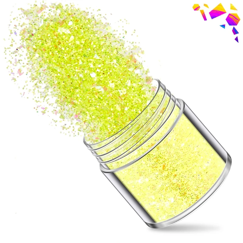 

12 Colors Chunky Glitter Sequins Nail Art Stickers Mix Set Eyeshadow Decorations