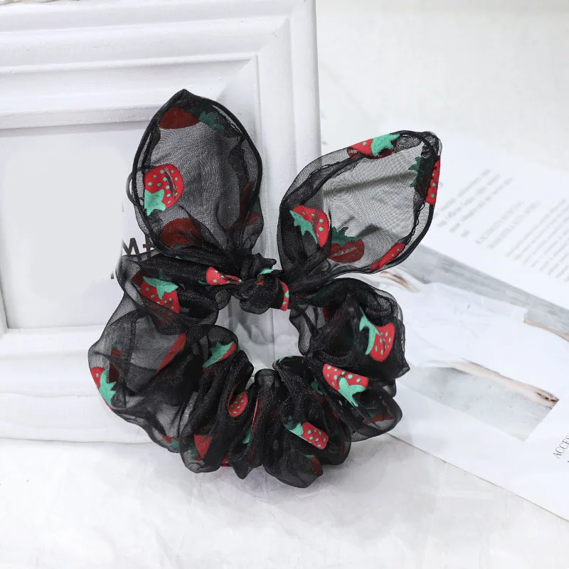 

women rabbit ear Elastic Hair Bands dot Scrunchy bunny hair Rope Ties Ribbon scrunchies girl's Tie Accessories Ponytail Holder