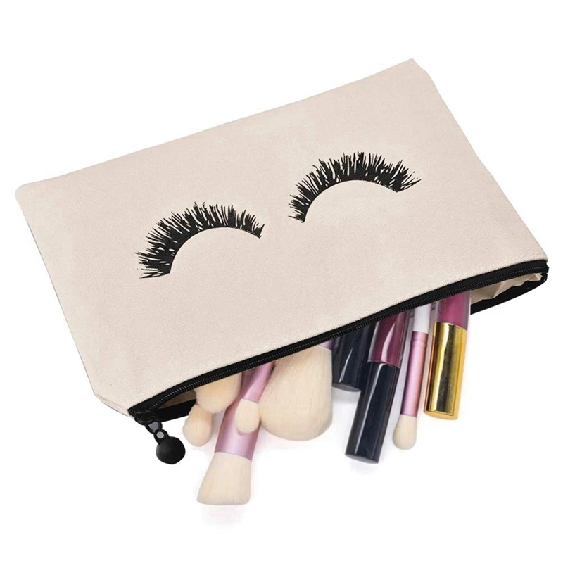 

6Pcs Pencil Bags Eyelash Pattern Makeup Cosmetic Travel Pouches Toiletry Bag with 6Packs Stainless Steel Heavy Duty Chip
