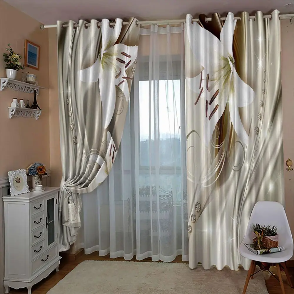 Фото Блэкаут оконные драпировки Роскошные 3D занавески для гостиной алмазные