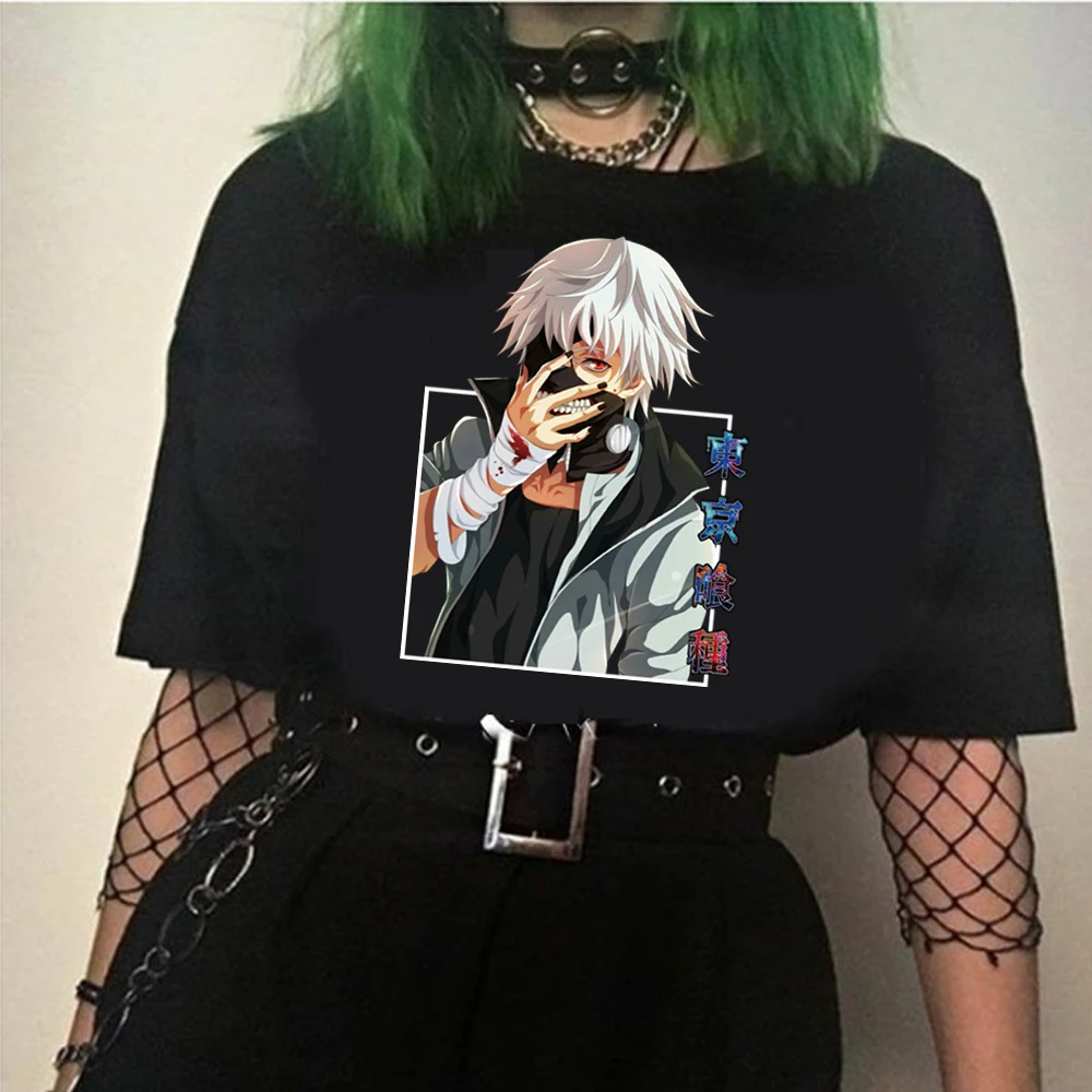 

Anime Tokyo Ghoul Shirts Summer Short Sleeve Harajuku Style Unisex Loose Top Cartoon Style Tshirt