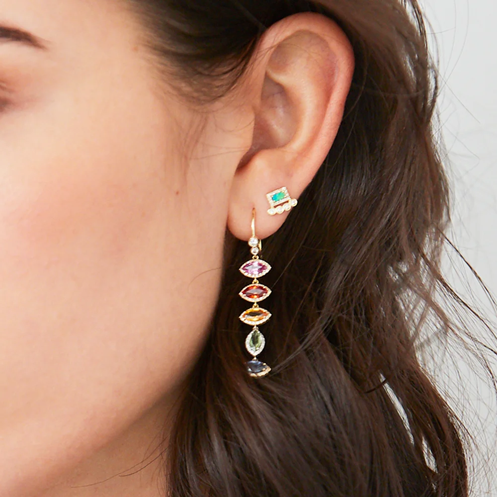 Золотой цветной cz Ювелирные изделия Маркиза Форма глаз Шарм Красочные на день