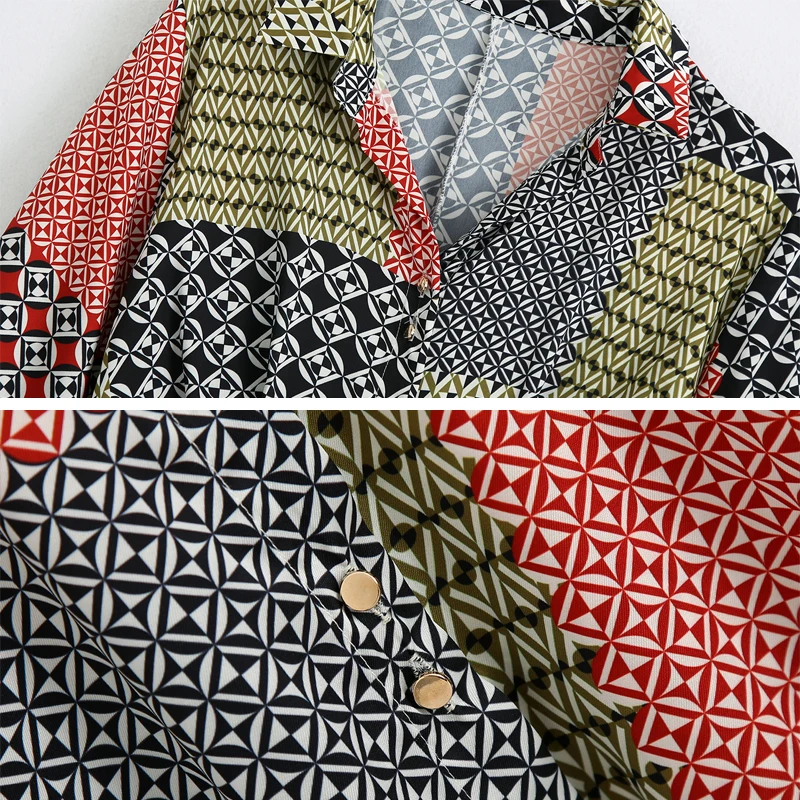 

Office ladies Long Print shirt dresses 2020 Autumn Three quarter Loose Women button Maxi dress Split Casual Fashion YNZZU YD489