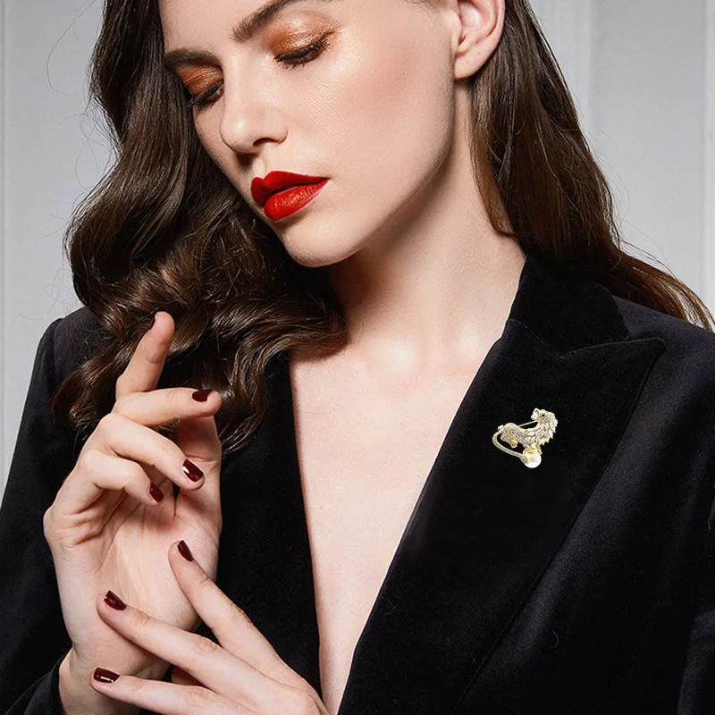 Брошь Лев высококачественная изысканная брошь с жемчугом Очаровательная