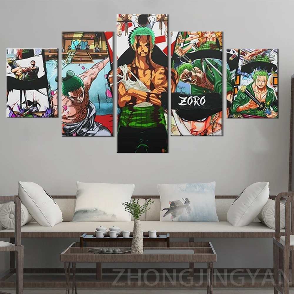 Картина на холсте 5 шт. рамка ророноа Зоро слитный аниме плакат HD Настенная
