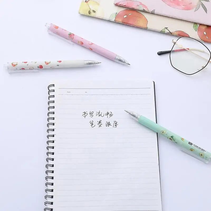 

Creative Fruit Press Gel Pen Cute Avocado Pear Peach Strawberry Supplies Pen 0.5mm Office Apple Gel Student Stationery R9G3