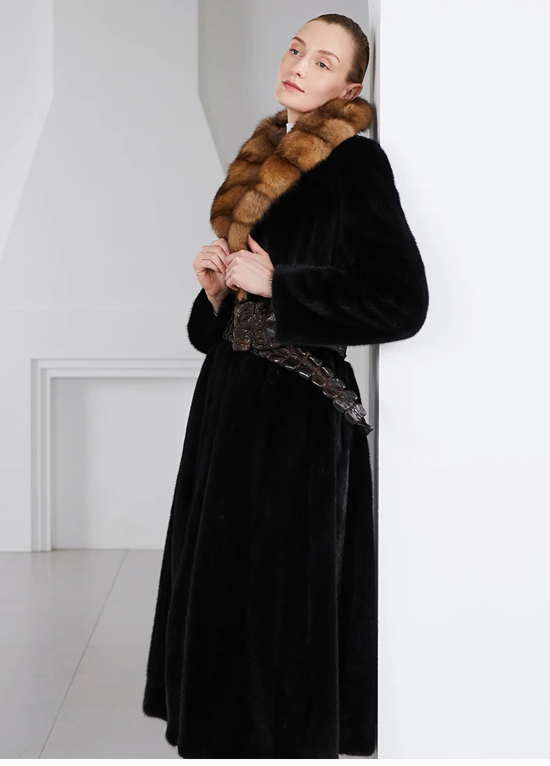 Arlenrуникальная Новинка 2019 модная шуба из меха соболиного норки Длинная женская с