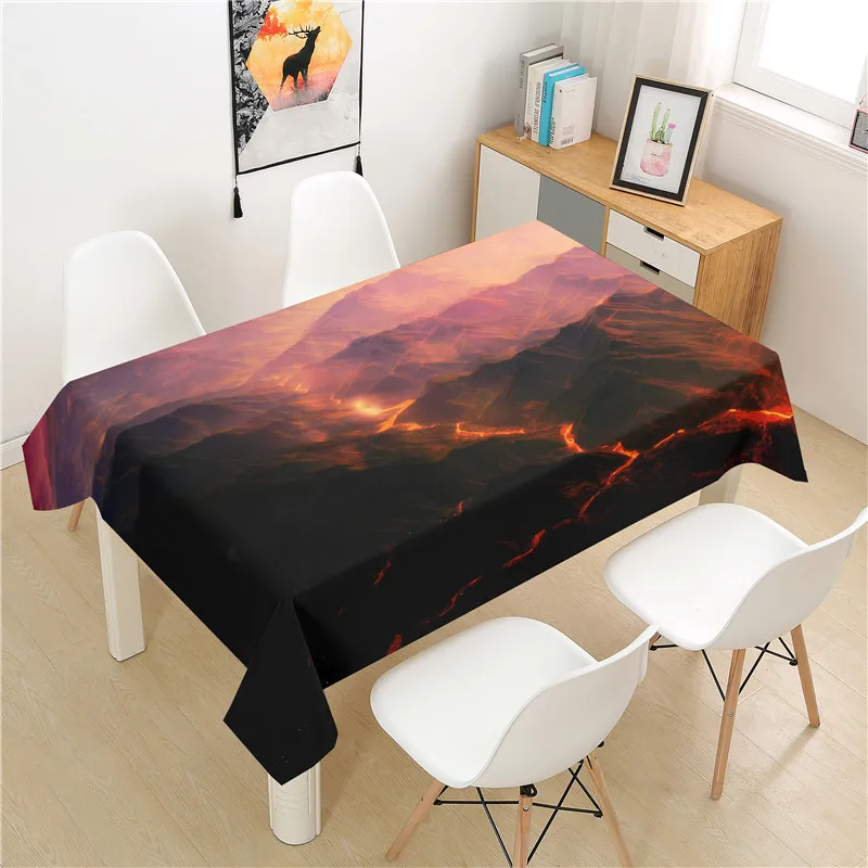 

Volcano Tablecloth polyester Hotel Picnic Table Rectangular Table Covers Home Dining Tea Table Decoration