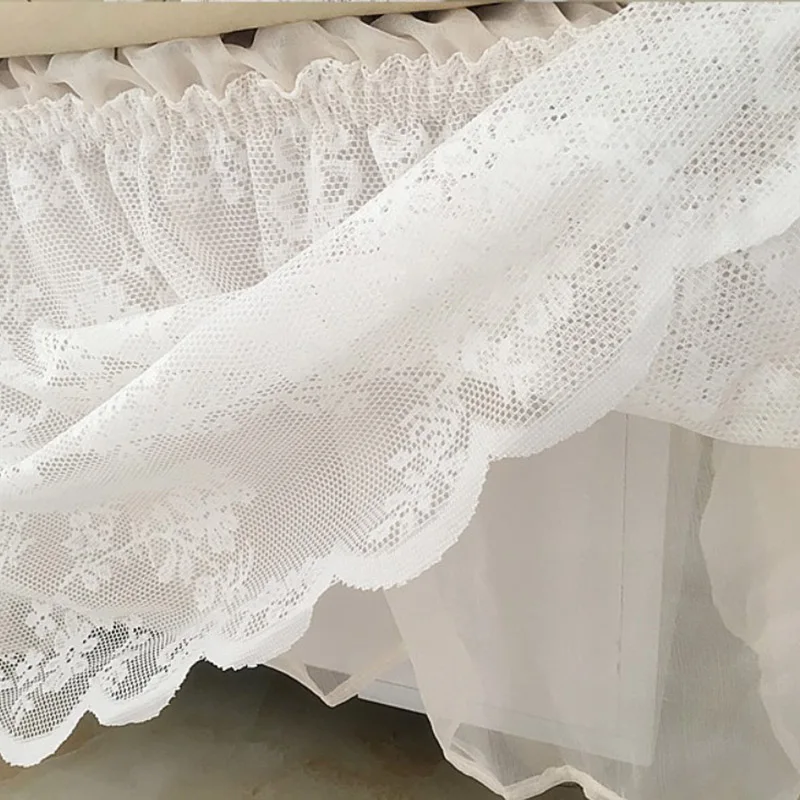 Rufflled юбка для кровати с цветочным декором свадьбы кружевная эластичное