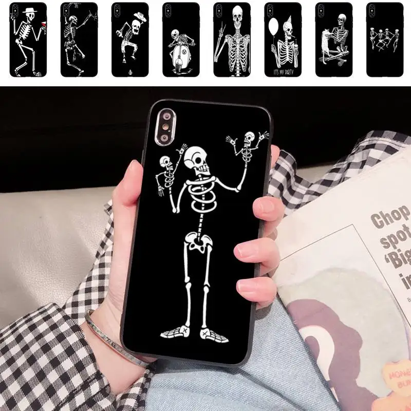 Мягкий резиновый чехол для телефона с изображением скелета IphoneX XS 11 11Pro 5 5s SE 6 6s Plus 7