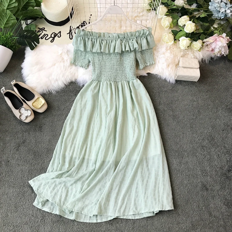 Женское платье с открытыми плечами FMFSSOM новинка 2020 летние женские платья средней