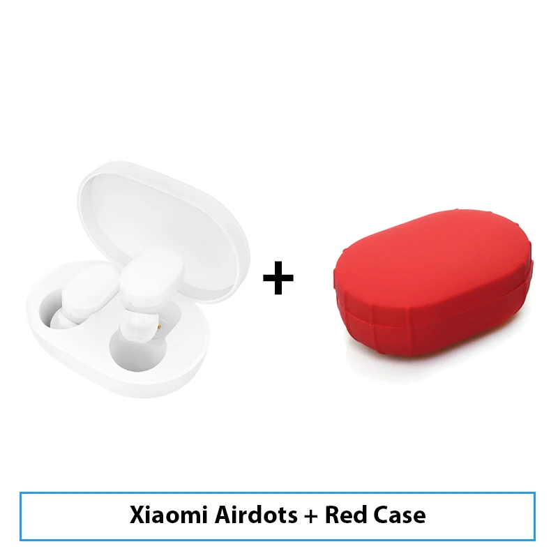 Add Red Case Xiaomi Mijia Airdots TWS Bluetooth Наушники Молодежная версия стерео бас BT 5.0 Наушники с микрофоном Handsfree Наушники AI Control - Цвет: Add Red Case