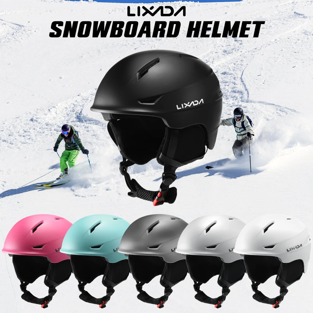 

Lixada Sports Helmet with Detachable Earmuff Men Women Safety Snowboard Skiing Helmet with Goggle Fixed Strap Skiing Snow Helmet