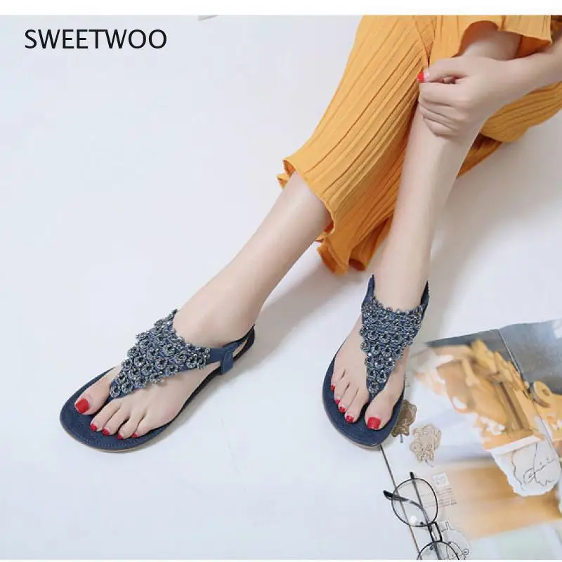 

Сандалии женские в богемном стиле, шлепанцы, пляжная обувь на плоской подошве, лето 2021