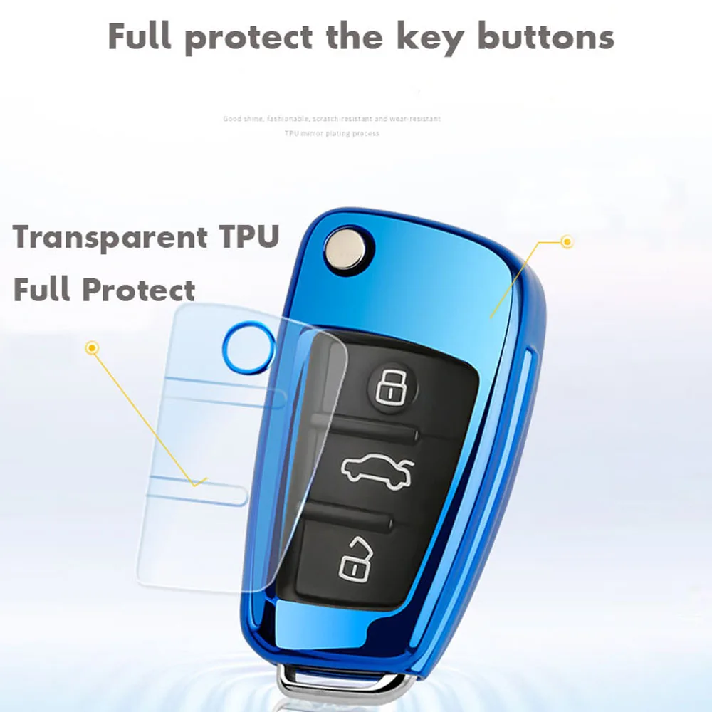 

TPU Car Key Case Auto Key Protection Cover For Audi C6 A7 A8 R8 A1 A3 A4 A5 Q7 Car Holder Shell Colorful Car-Styling Accessories