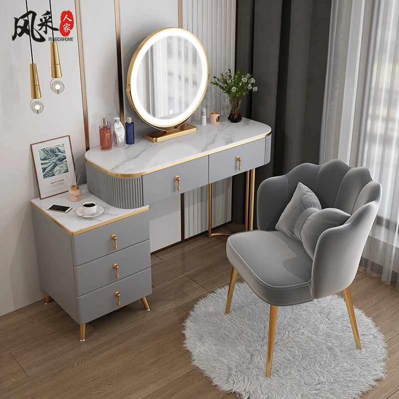 

Northern Rock Plate Light Luxury Web Celebrity Ins Dressing Table Contemporary and Contracted Wind Small Family Model Bedroom