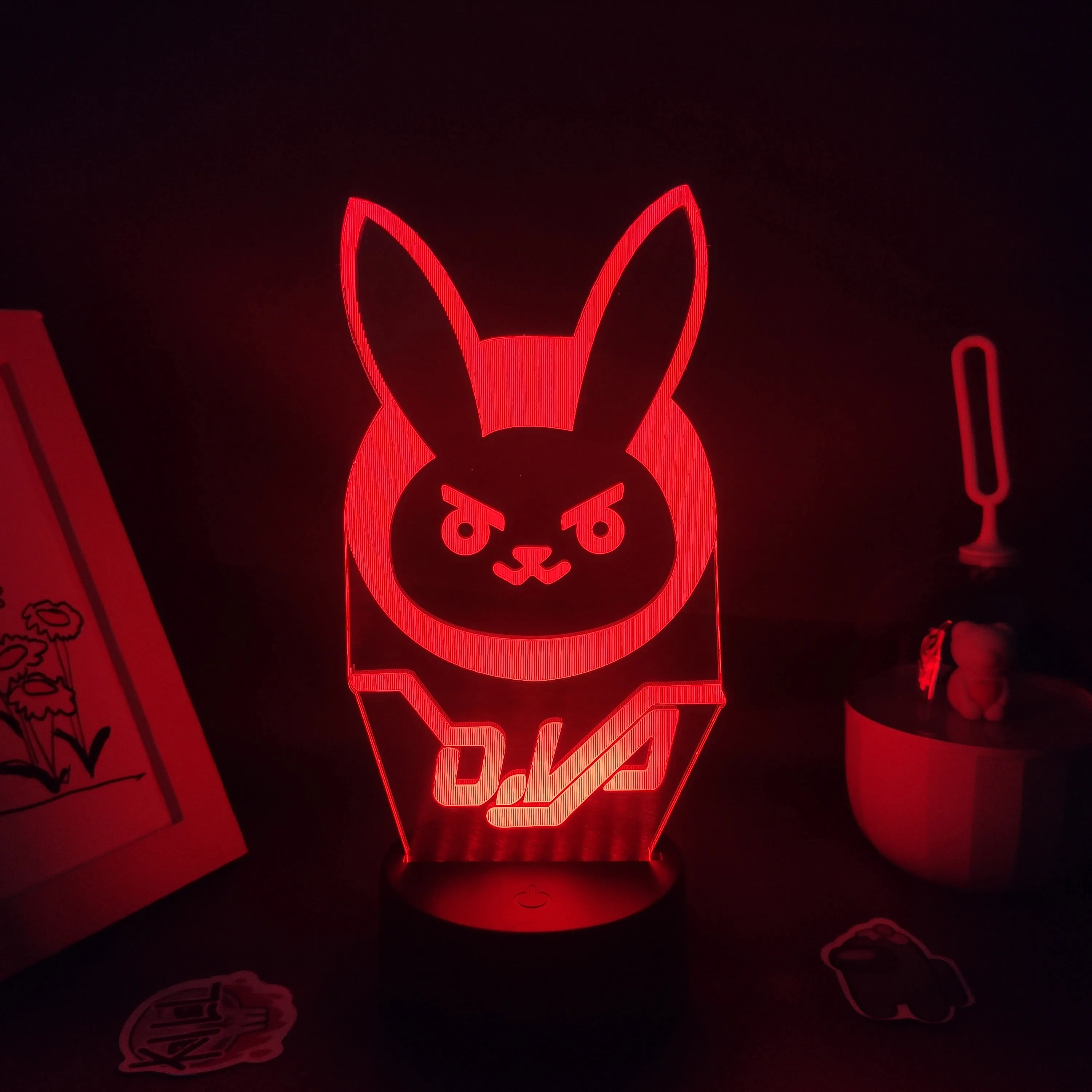 Overclock фигурка из игры OW лампа Dva 3D светодиодные неоновые RGB ночные светильники