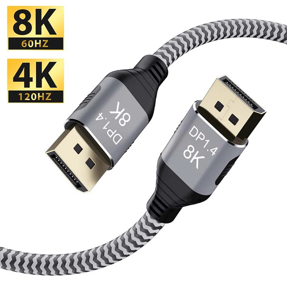 Кабель DisplayPort 8K 60 Гц DP1.4 версия монитора 32,4 Гбит/с кабель DisplayPort 3D тонкий гибкий видеокабель DP для ПК/ноутбука/телевизора