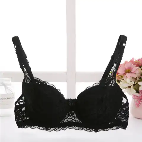 Women's Bras Lingerie French Style Solid Color Underwear Push Up Underwire 3/4 Cup Bra 32B-42B