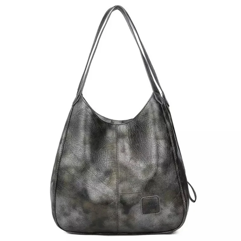 Retro gray Новинка, винтажные кожаные роскошные сумки, женские сумки, дизайнерские сумки, известный бренд, женские сумки, Большая вместительная сумка для женщин - Цвет: Retro gray