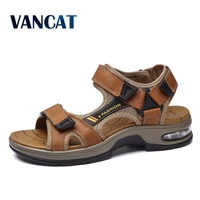 brand summer mens sandals genuine leather men slippers gladiator men beach sandals soft comfortable outdoors wading shoes 38 48