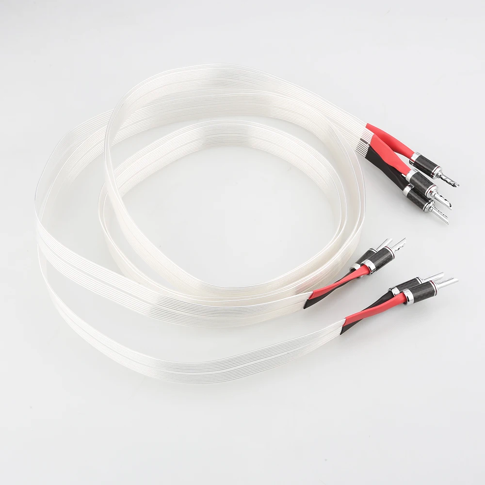 audiocrast pair hifi audio speaker cable occ silver plated speaker wire carbon fiber banana plug free global shipping