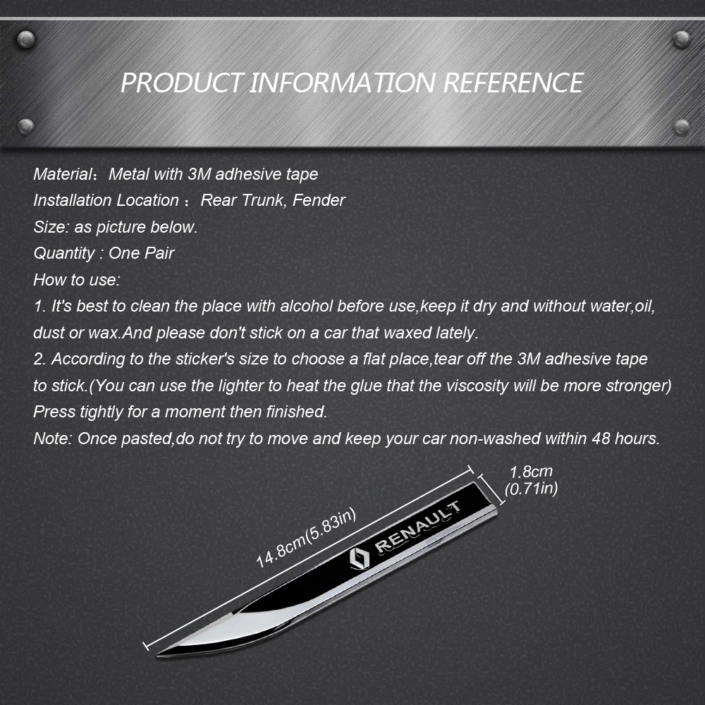 

Car Fender Side Decoration Sticker For Renault Clio Capture Fluence Megane 2 3 Logan Duster Fluence Laguna 2 Kadjar Talisman