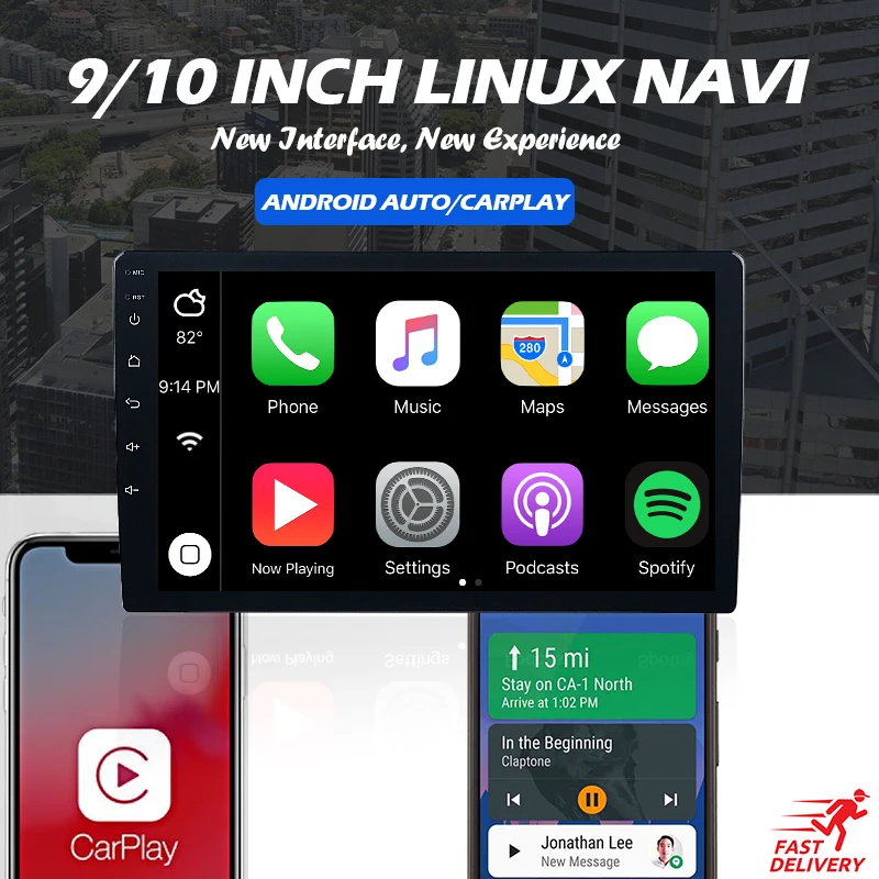 Система Linux Беспроводная Carplay Android Auto 10 &quotIPS MP5 экран 5 8 ГГц TDA7851 DSP музыкальное