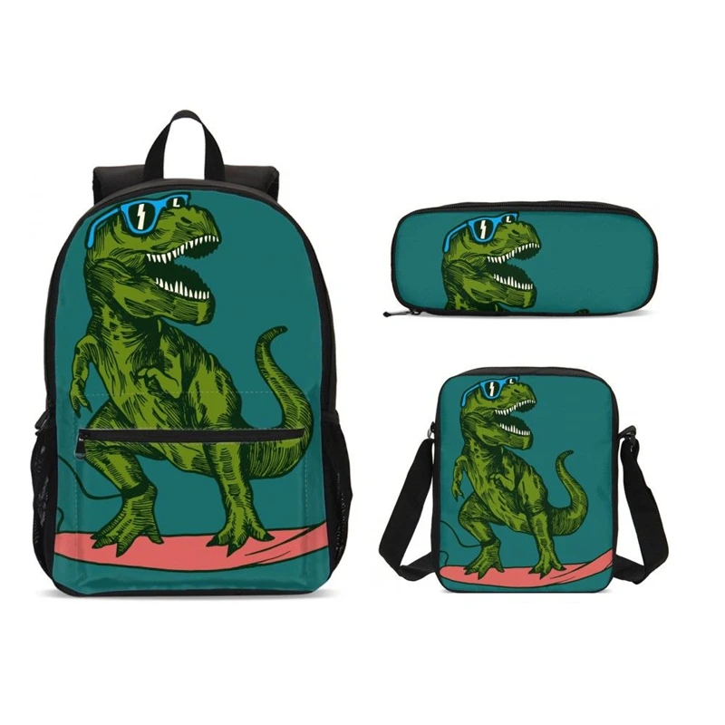 

3Pcs/Set Portfolio School Bag For Boys Girls Cool Animal Dinosaur 3D Printing Backpacks Teenager Bookbag Satchel Mochila Escolar