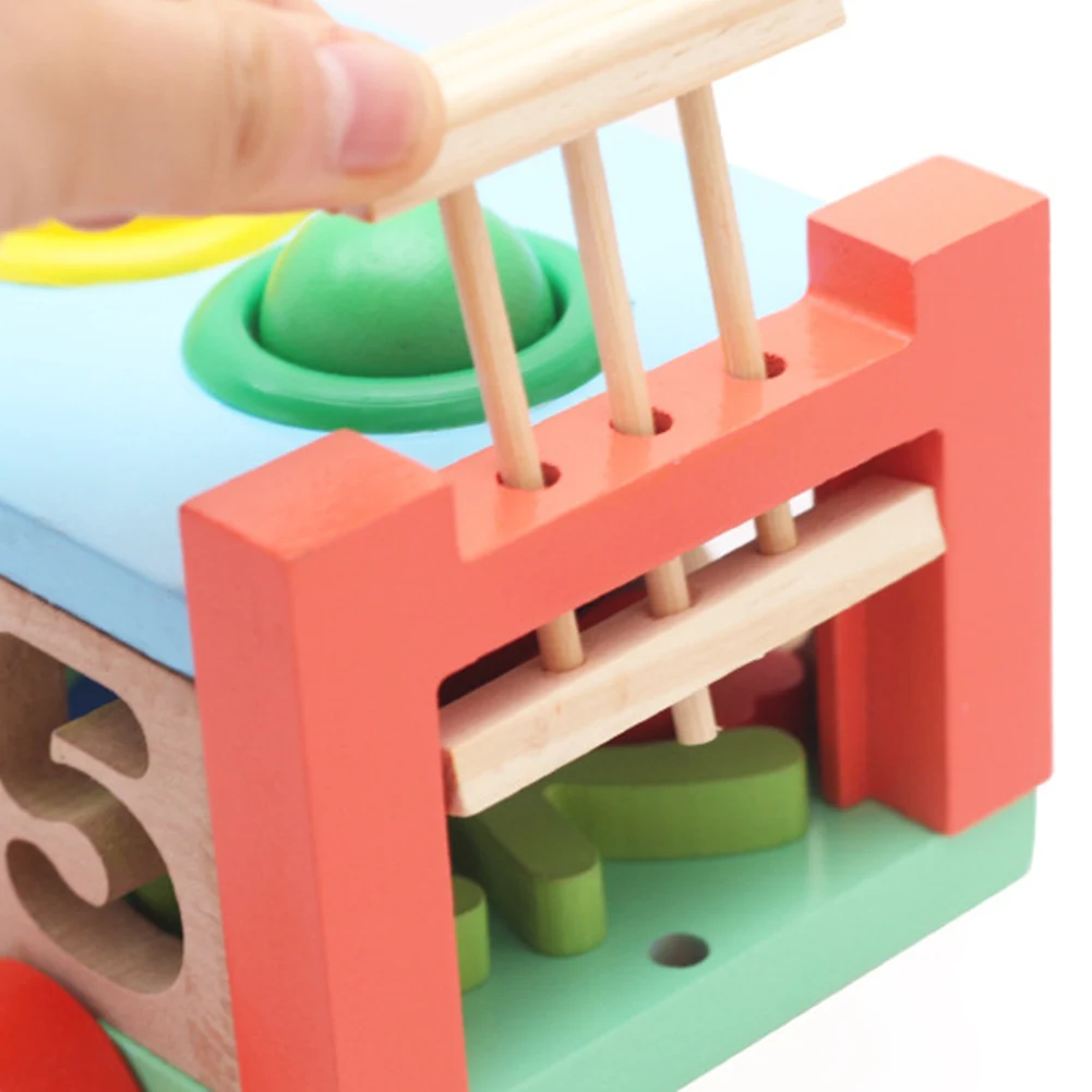 

Wooden Knocking Blocks Pull Along Car Number Color Pairing Education Kids Toy Intelligence Develop Toys For Baby