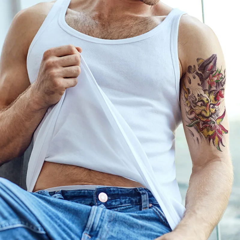 Наполовину тату Цветок на руку наклейка для боди-арта Искусственный Человек зло