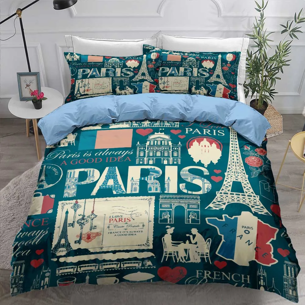 Эйфелева башня Набор пододеяльников для детей девочек Городской Пейзаж комплект